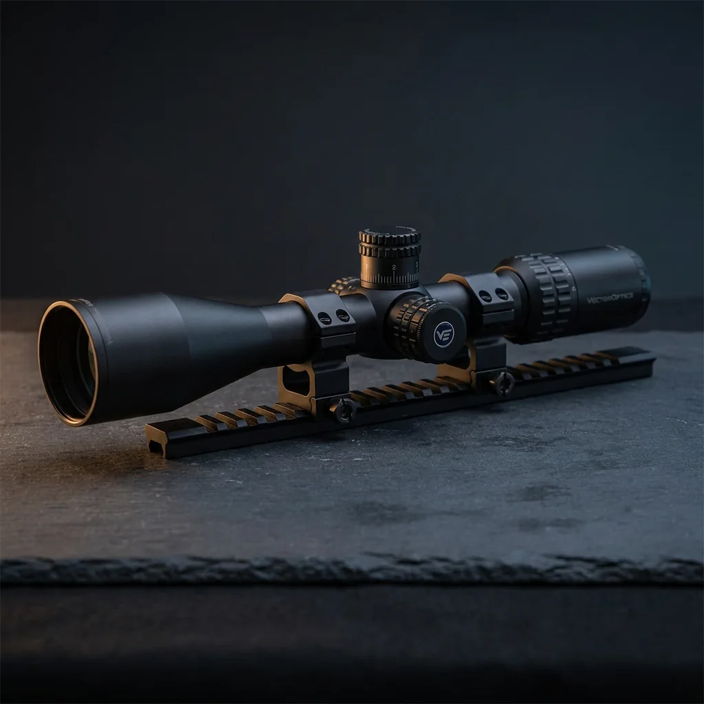 Vector Optics rifle scope on a rifle rail